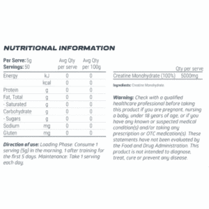 100% Creatine Monohydrate by JDN Supplements Nutritionals