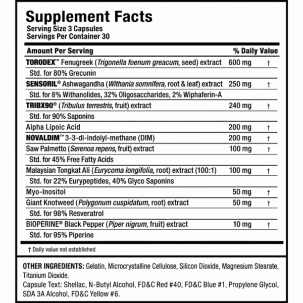 Allmax Testofx Nutritional Information 1 | Bodytech Supplements