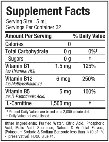 Liquid L-Carnitine 1500 By Allmax Essentials Nutritional Information