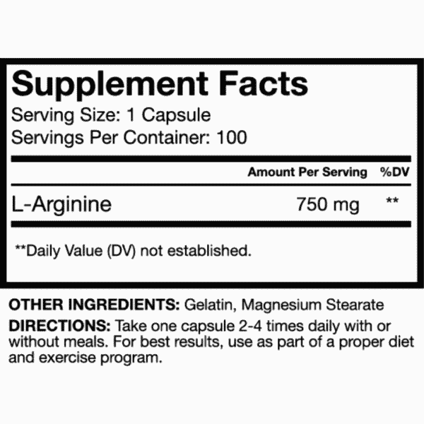 Rsp L Arginine Nutritional Information 1 | Bodytech Supplements