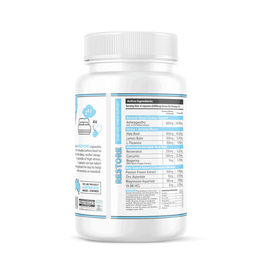 Restore By Primabolics Nutritional Information | Bodytech Supplements
