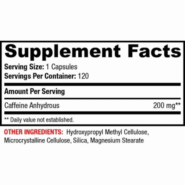 San Caffeine 200Mg Nutritional Information 1 | Bodytech Supplements